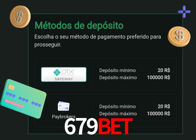 O cassino 679Bet oferece uma grande variedade de métodos de pagamento